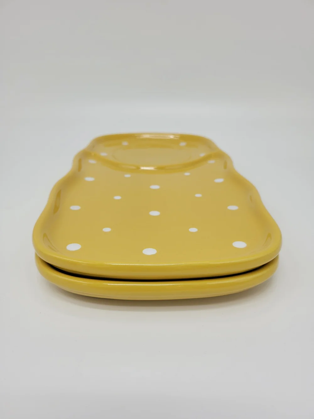 Temp-tations By Tara Snack Plate Set Of 2 Yellow Polka Dot Design Classic
